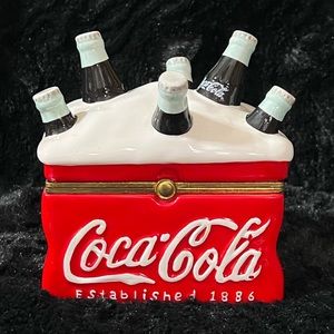 Collectible Coca Cola - Porcelain Hinged Trinket Box Coke Cooler - Coke Bottles